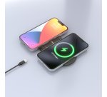AISENS Cargador Inalambrico USB-C 15W 2 en 1 Para Movil Auriculares, Negro