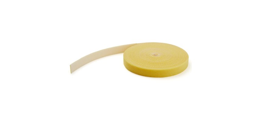 StarTech.com 15m Bulk Rol Klittenband - Op Maat te Knippen Herbruikbare Kabelbinders - Industriële Klitband Tape - Zelfklevende Klittenband Tyrap Strips - Geel