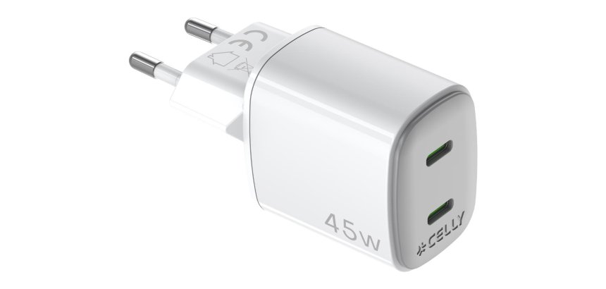 Celly UPTC2USBC45WWH Caricabatterie per dispositivi mobili Universale Bianco AC Ricarica rapida Interno