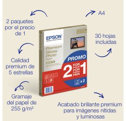 Epson Papier photo A4 brillant Premium 255 g/m2, 30 feuilles