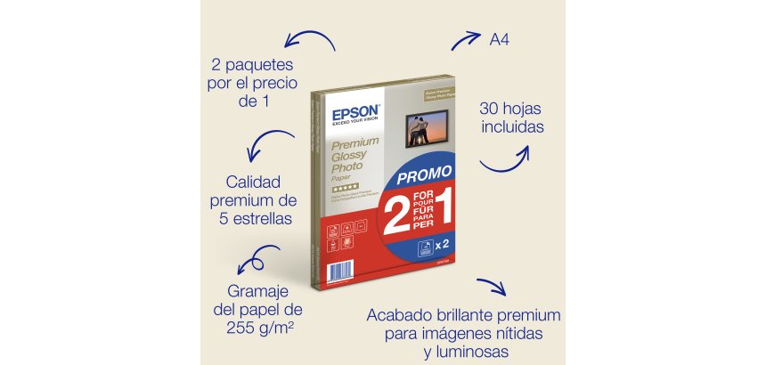 Epson Papier photo A4 brillant Premium 255 g/m2, 30 feuilles