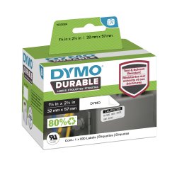 DYMO Original LabelWriter Durable Labels | 57mm x 32mm | White Poly | 800 Self-Adhesive Labels | High-Performance | For LabelWriter Label Makers