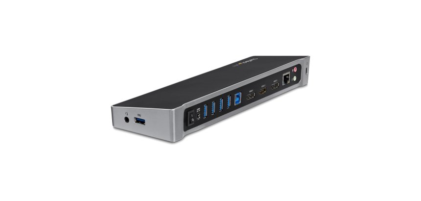 StarTech.com Station d'Accueil USB 3.0 à 3 Écrans avec 2x 4K DisplayPort et HDMI - Hub USB-A à 5 Ports (1x Fast-Charge), Audio 3,5 mm, GbE - Docking Station Universelle USB Type-A pour PC Portable, Win/MacOS