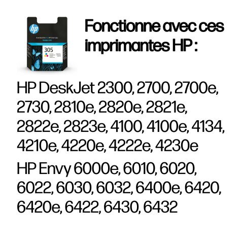 HP Cartouche d’encre trois couleurs 305 authentique