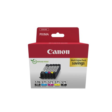 Canon 0372C006 cartuccia d'inchiostro 5 pz Originale Nero, Ciano, Magenta, Giallo