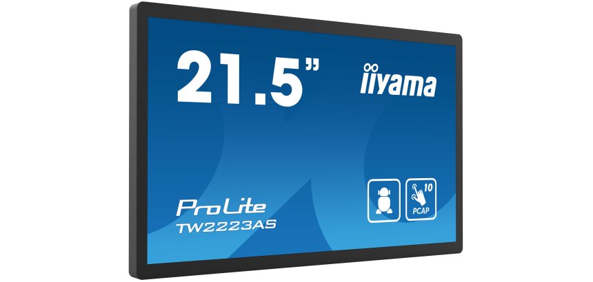 iiyama TW2223AS-B2 Écran d'affichage dynamique Écran plat interactif 54,6 cm (21.5") Wifi 345 cd/m² Full HD Noir Écran tactile Intégré dans le processeur Android 24/7