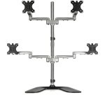 StarTech.com Desktop Quad Monitor Stand - Ergonomic VESA 4 Monitor Arm (2x2) up to 32" (17.6lb/8kg) - Free Standing Articulating Universal Pole Mount - Height Adjustable/Tilt/Swivel/Rotate - Silver