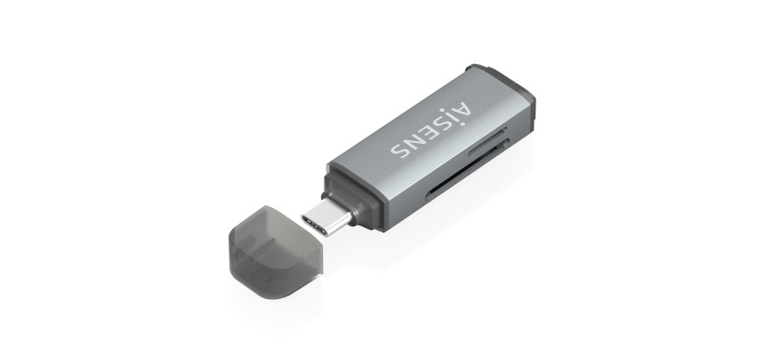 AISENS Lector De Tarjetas SD, Micro SD, MMC, Rs-MMC, MMC Micro, USB-C, Gris