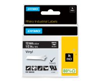DYMO Rhino étiquettes industrielles autocollantes en vinyle | 12 mm x 5,5 m | impression en blanc sur fond noir