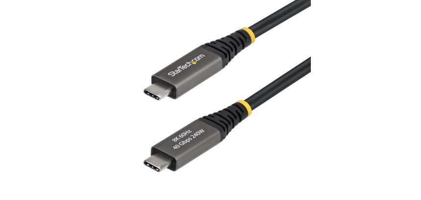StarTech.com Câble USB4 Actif de 2m, 40 Gbps, 240 W PD, 8K 60 Hz/4K 240 Hz DP2.1 DP40, Gaine en TPE, Câble USB-C Compatible Thunderbolt 4 - Cordon USB-C Noir