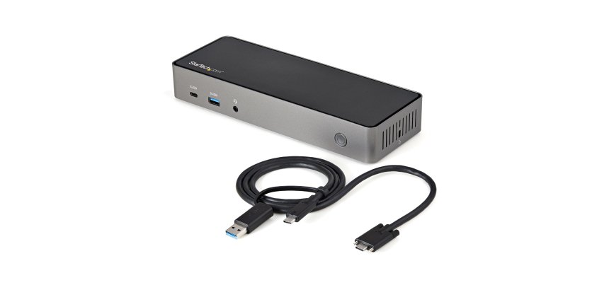 StarTech.com USB-C & USB-A Dock - Hybrid Universal Triple Monitor Laptop Docking Station DisplayPort & HDMI 4K 60Hz - 85W Power Delivery, 6x USB Hub, GbE, Audio - USB 3.1 Gen 2 10Gbps - TAA
