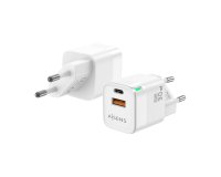 AISENS Cargador Gan 30W, 1xUSB-C PD3.0 QC4.0, 1xUSB-A QC3.0, Blanco
