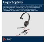 HP Poly Micro-casque monaural USB-C Poly Blackwire 5210 + prise 3,5 mm + adaptateur USB-C/A (lot)
