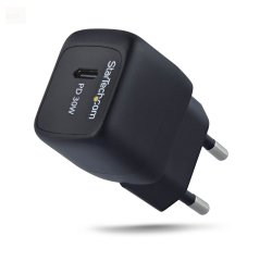 StarTech.com USB-C 30W Wandladegerät, Tragbares GaN-Ladegerät, Schnellladung USB Power Delivery, GaN 5V/9V/15/20V PD, USB-C Ladegerät, Schwarz