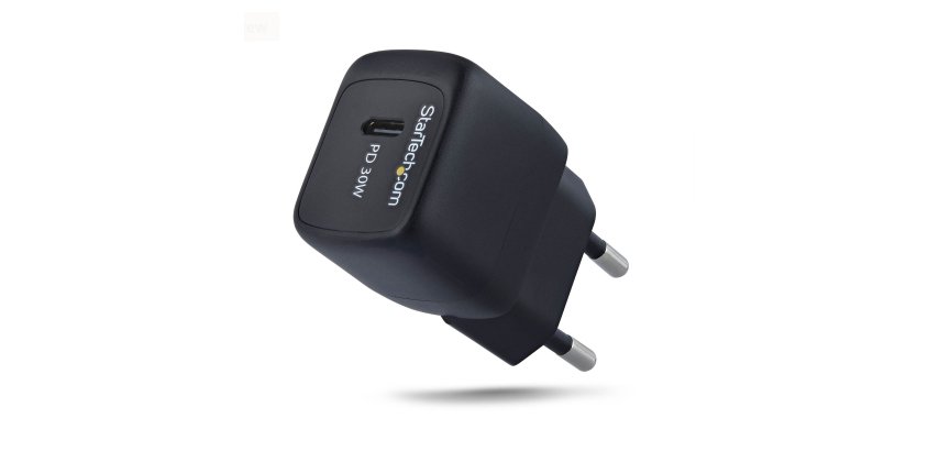 StarTech.com USB-C 30W Wandladegerät, Tragbares GaN-Ladegerät, Schnellladung USB Power Delivery, GaN 5V/9V/15/20V PD, USB-C Ladegerät, Schwarz