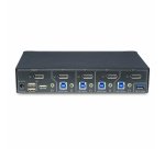 StarTech.com Switch KVM DisplayPort 4 Ports, Moniteur Unique 4K 60Hz, 6 Ports USB, Commutation par Touche de Raccourci et Bouton-Poussoir, DisplayPort 1.2, Commutateur KVM, Indépendant de l'OS, Conforme TAA