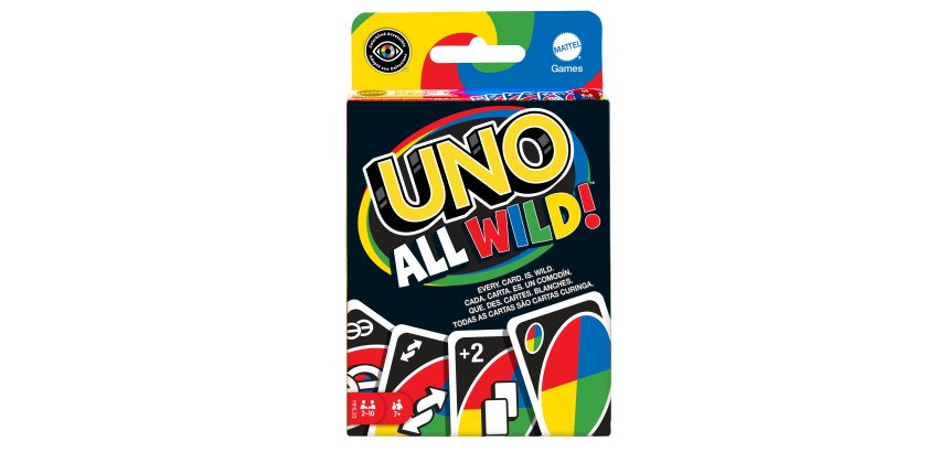Games UNO All Wild Card Game for Family Night, No Matching Colors or Numbers Because All Cards Are Wild