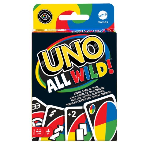 Games UNO All Wild Card Game for Family Night, No Matching Colors or Numbers Because All Cards Are Wild