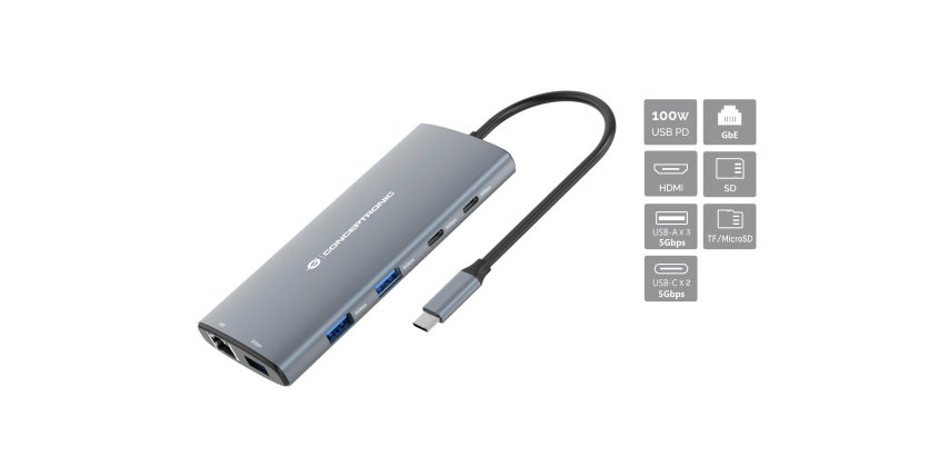 Conceptronic DONN06G Cablato USB 3.2 Gen 1 (3.1 Gen 1) Type-C Grigio