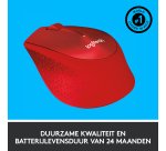 Logitech M330 SILENT PLUS - muis - 2.4 GHz - rood