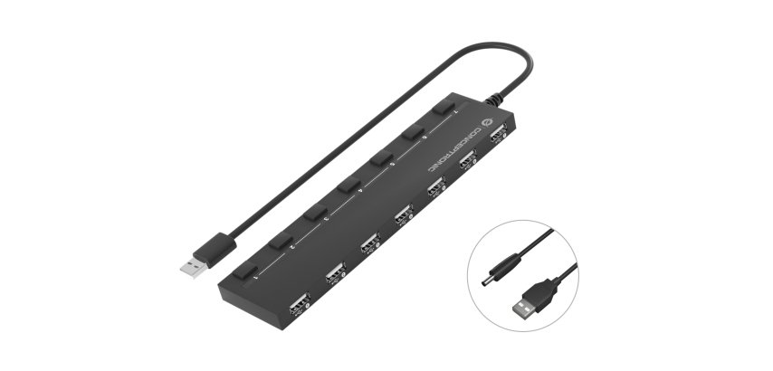 Conceptronic HUBBIES08B hub di interfaccia USB 2.0 480 Mbit/s Nero