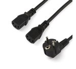 StarTech.com Cable de 2m de Alimentación en Y para Ordenador, 18AWG, EU Schuko a 2x C13, 10A 250V, Cable de Alimentación de CA de Repuesto, para Impresora, para Monitor, UL