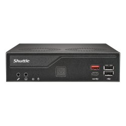 Shuttle Slim PC DH810 , S1851, 1x HDMI (2.1), 1x DP, 1x USB-C (DP), 1x 2.5", 2x M.2, 2x LAN (Intel 1G + 2.5G), 2x COM, fonctionnement permanent 24/7, attaches VESA