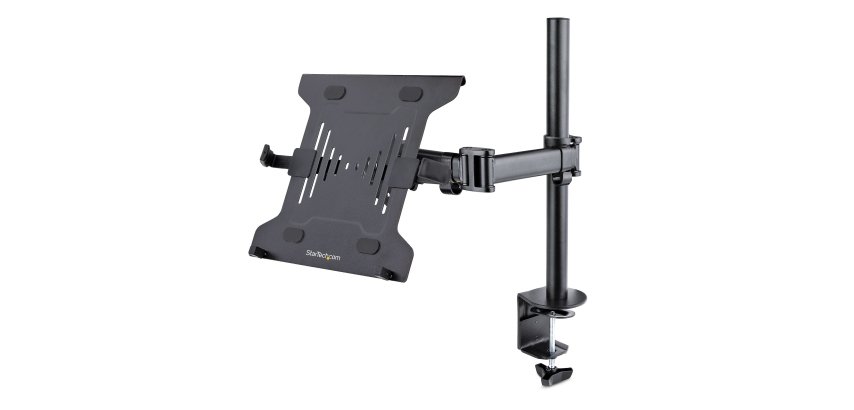 StarTech.com Laptop Desk Mount - Monitor and Laptop Mount - Displays up to 34" (17.6lb/8kg) & Laptops (4.5kg/9.9lb) - Articulating VESA Laptop Tray Arm - Clamp / Grommet Mount