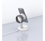 AISENS Cargador Inalambrico USB-C 3 en 1 De 15W Para Movil, Apple Watch, Auriculares Con Estuche De Carga, Blanco