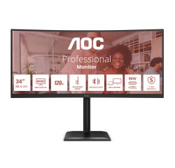 AOC E4 CU34E4CV écran plat de PC 86,4 cm (34") 3440 x 1440 pixels UltraWide Quad HD LCD Noir
