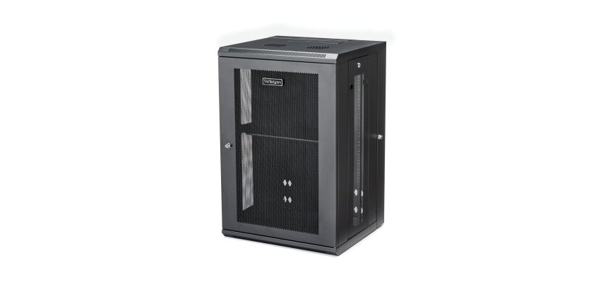 StarTech.com Armadio Rack 19" 18U a Muro - Server Rack 19 pollici a 4 montanti con cerniere - Rack Dati Ventilato con Ripiano 1U e Pannelli Laterali Rimovibili per apparecchiature dati/AV/elettroniche/informatiche