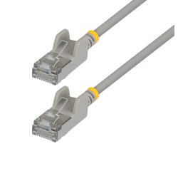 StarTech.com 50cm Gray Ultra Slim Cat6A Ethernet Cable, Snagless, FTP, Pure Bare Copper Wire, 34AWG Slim RJ45 Network Patch Cord, Individually Tested