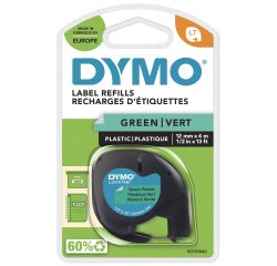 Nastro Letratag 912040 - 12 mm x 4 mt - plastica - verde - Dymo