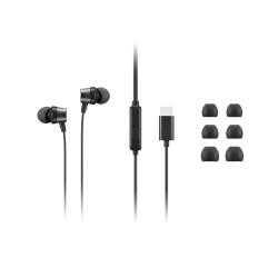 Lenovo 4XD1J77351 hoofdtelefoon/headset Bedraad In-ear Kantoor/callcenter USB Type-C Zwart