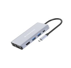 Conceptronic DONN20G 10-in-1 USB 3.2 Gen 1 Docking Station, HDMI, VGA, USB-A 3.0 x 3, SD, TF/MicroSD, Audio, GbE LAN, 100W USB PD
