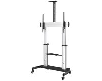 StarTech.com Support Téléviseur Mobile - Chariot Support Télé Robuste Écrans 60-100" 100kg - Support TV Écran Plat sur Pied Roulettes - Hauteur Réglable - Support Télévision Universel avec Étagères