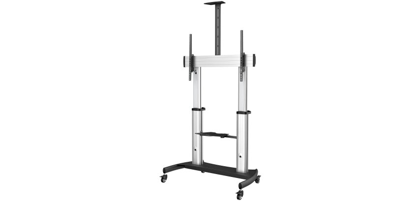 StarTech.com Mobile TV Stand - Heavy Duty TV Cart for 60-100" Display (100kg/220lb) - Height Adjustable Rolling Flat Screen Floor Standing on Wheels - Universal Television Mount w/Shelves