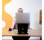 R-Go Tools Support pour ordinateur portable R-Go Riser Document, ergonomique, pliable et réglable avec porte-documents, noir