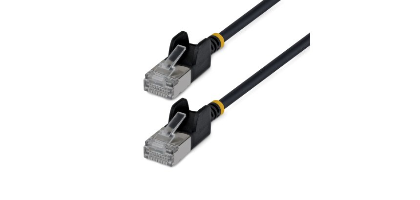 StarTech.com 2m Black Ultra Slim Cat6A Ethernet Cable, Snagless, FTP, Pure Bare Copper Wire, 34AWG Slim RJ45 Network Patch Cord, Individually Tested