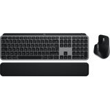 Logitech MX Keys S Combo for Mac clavier Souris incluse maison/bureau RF sans fil + Bluetooth AZERTY Français Aluminium, Noir