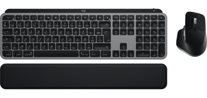Logitech Master MX Keys S Combo for Mac clavier Souris incluse maison/bureau RF sans fil + Bluetooth AZERTY Français Aluminium, Noir