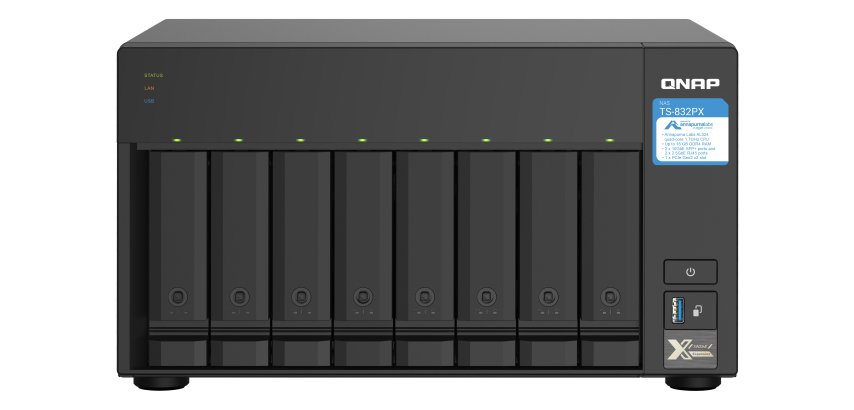 QNAP TS-832PX NAS Tower Annapurna Labs AL324 4 Go DDR4 0 To QNAP Turbo System Aluminium, Noir