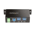 StarTech.com Hub USB 3.0 4 Ports avec 4x USB-A, Boîtier Industriel en Métal, Hub USB 4 ports avec Protection ESD, Montage Mural, sur Table ou sur Rail, USB 3.0/3.1/3.2 Gen 1 5Gbps