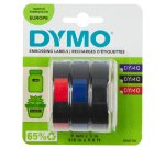 DYMO Authentic Embossing Labels | 9mm x 3m | BlackBlue & Red Self-Adhesive Labelling Tape | for Embossing Label Makers | 3 Count | Made in Europe