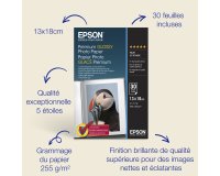 Epson Papier photo brillant Premium (130 x 180 mm), 255 g/m2, 30 feuilles