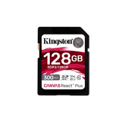 Kingston Technology 128GB Canvas React Plus SDXC UHS-II 300R/260W U3 V90 for Full HD/4K/8K
