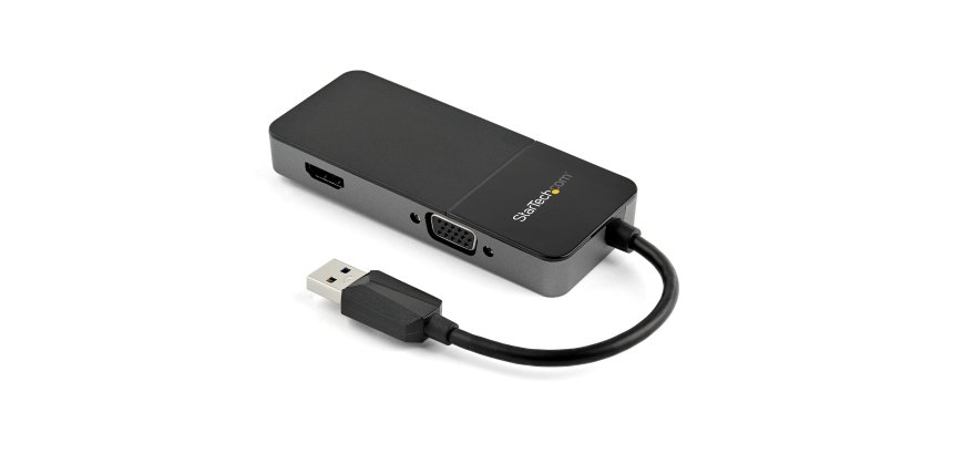 StarTech.com USB 3.0 to HDMI and VGA Adapter - 4K/1080p USB Type-A Dual Monitor Multiport Adapter Converter - External Video Graphics Card for Multiple Screens - Multi Display USB Adapter