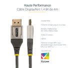 StarTech.com Câble DisplayPort 1.4 Certifié VESA 4m - 8K 60Hz HDR10 - Vidéo Ultra HD 4K 120Hz - Cordon Moniteur/Écran DP 1.4 - Câble DisplayPort vers DisplayPort - M/M
