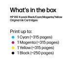 HP 912 4-pack Black/Cyan/Magenta/Yellow Original Ink Cartridges