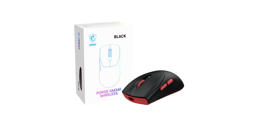 MSI Forge Gm340 Wireless Black mouse Gaming Ambidestro RF senza fili + Bluetooth Ottico 12000 DPI